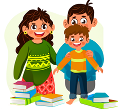 Illustration of together family environment