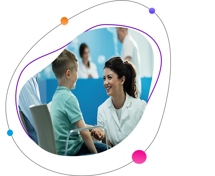 Doctor consulting with young teen