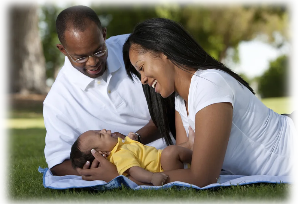 Young couple with newborn baby