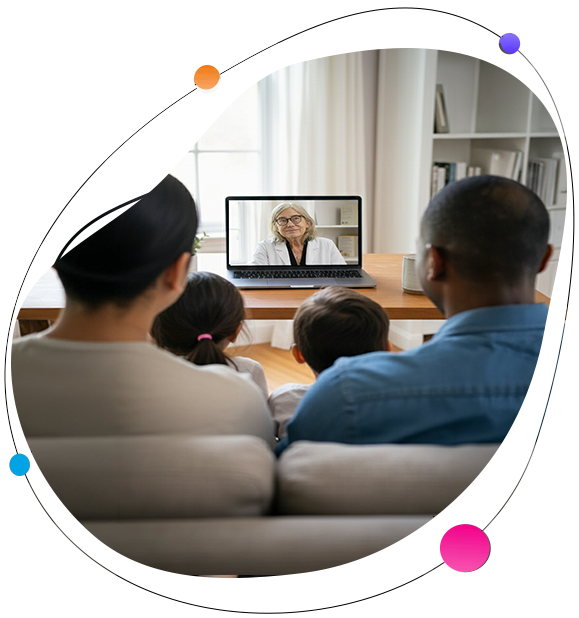 Dr. Lefke Karaviti providing pediatric endocrinology care to a family through a telemedicine visit